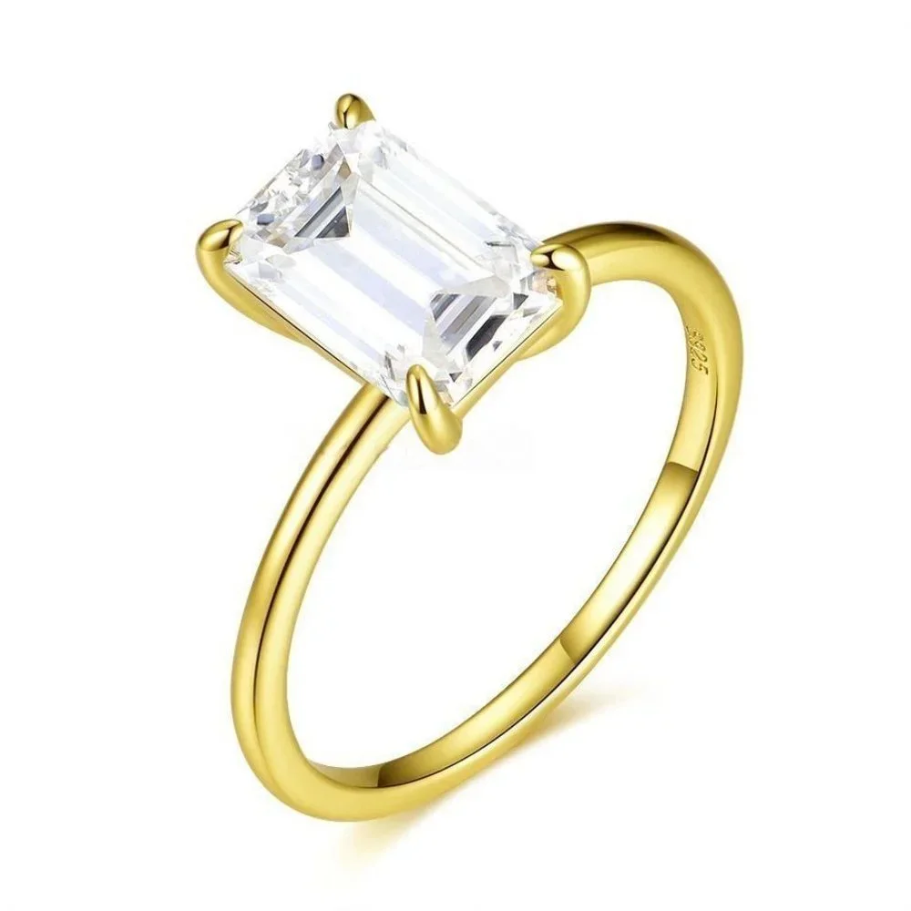 Certified 2.5 ct. t.w. Moissanite Diamond Emerald Cut Engagement Ring NEW